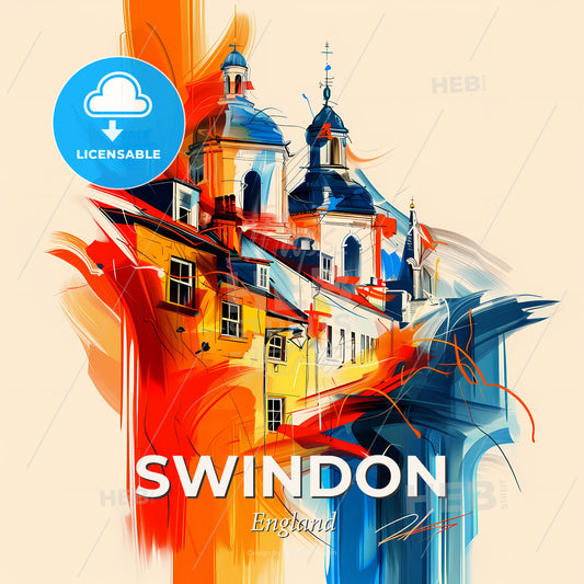 Vibrant Swindon, England - A Painting Of A Building - Square format print template