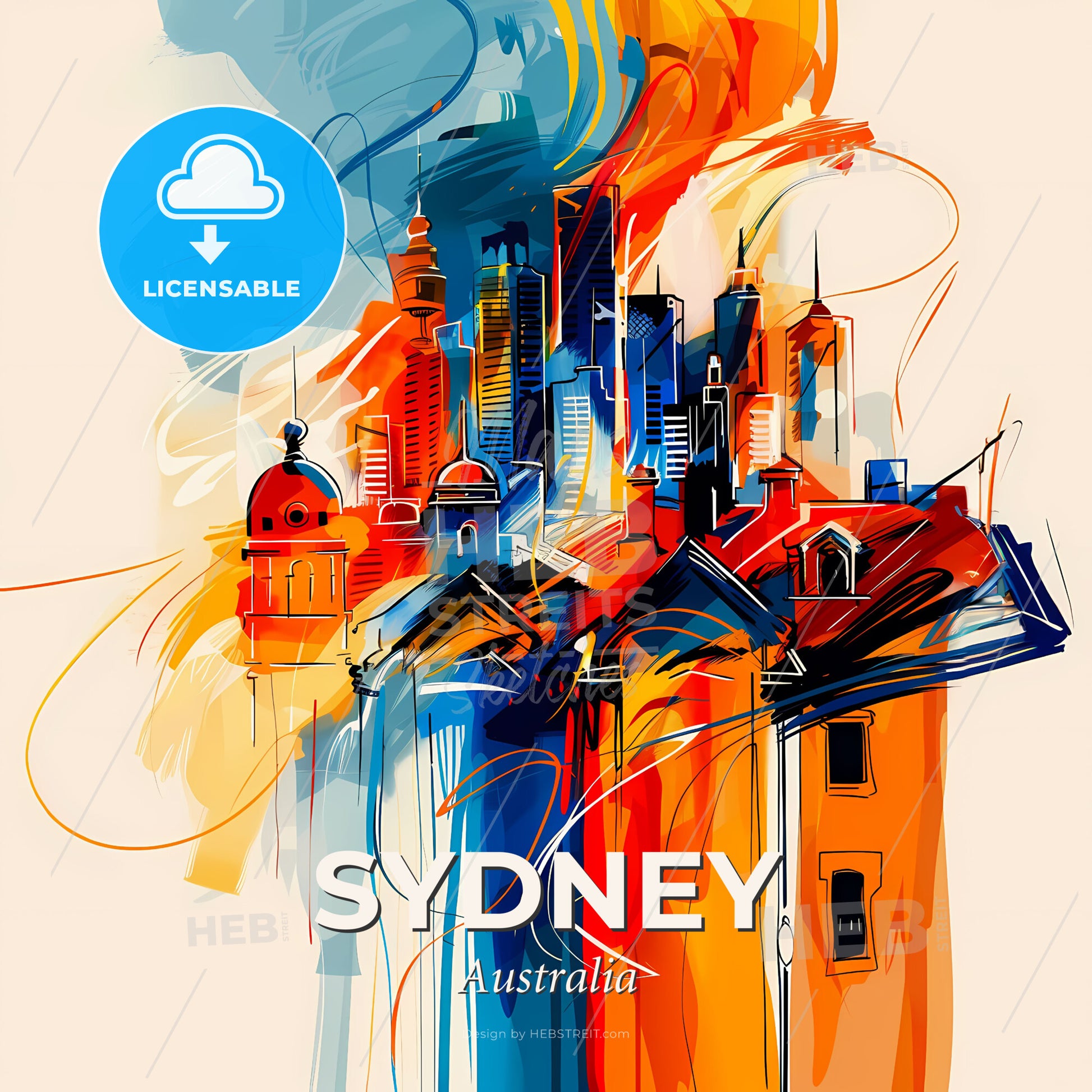 Vibrant Sydney, Australia - A Painting Of A City - Square format print template