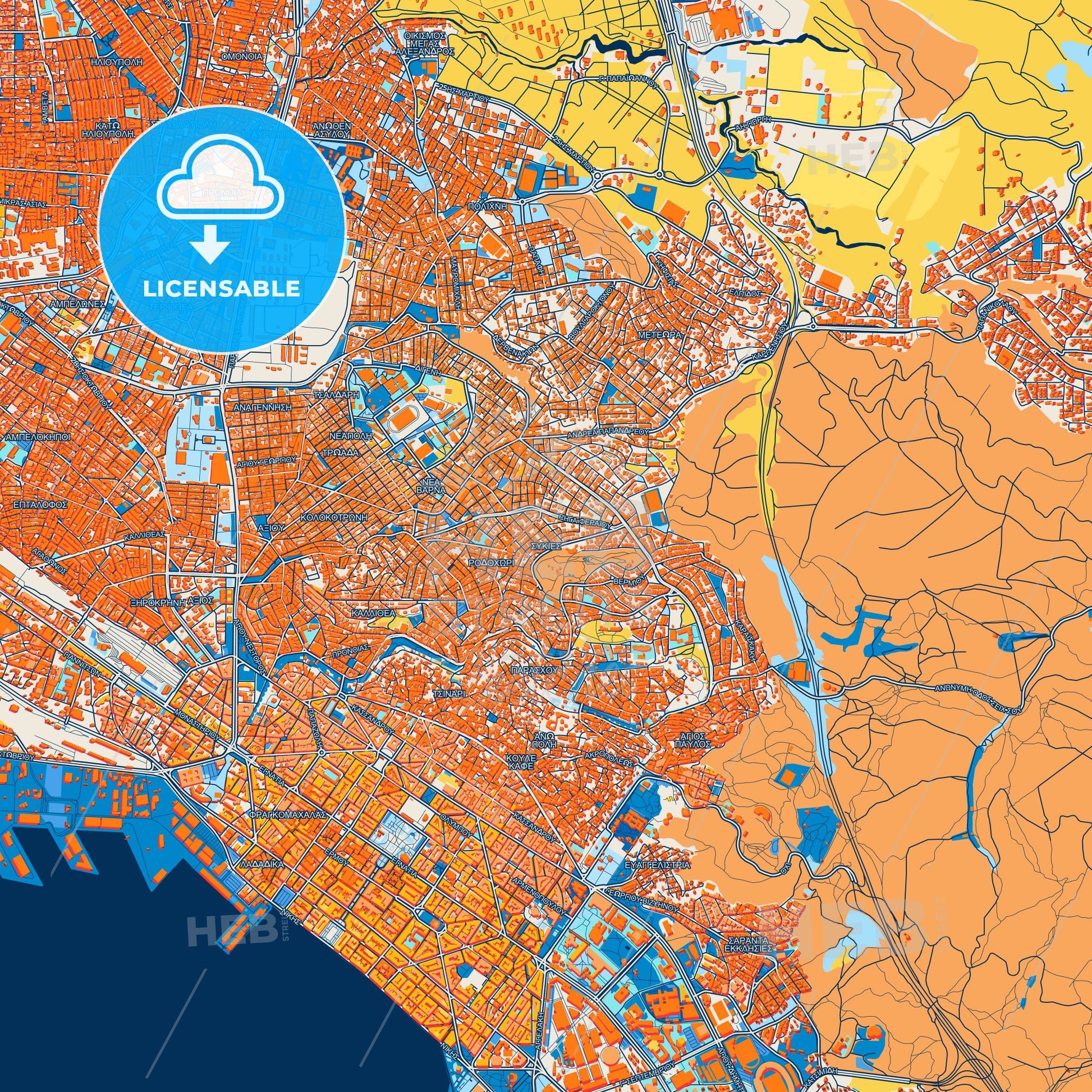 Colorful Sykies Street Map with Labels and Buildings