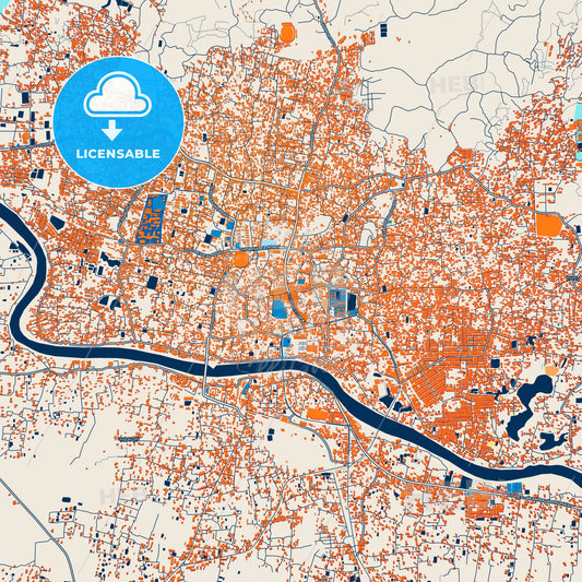 Colorful Sylhet Street Map with Labels and Buildings