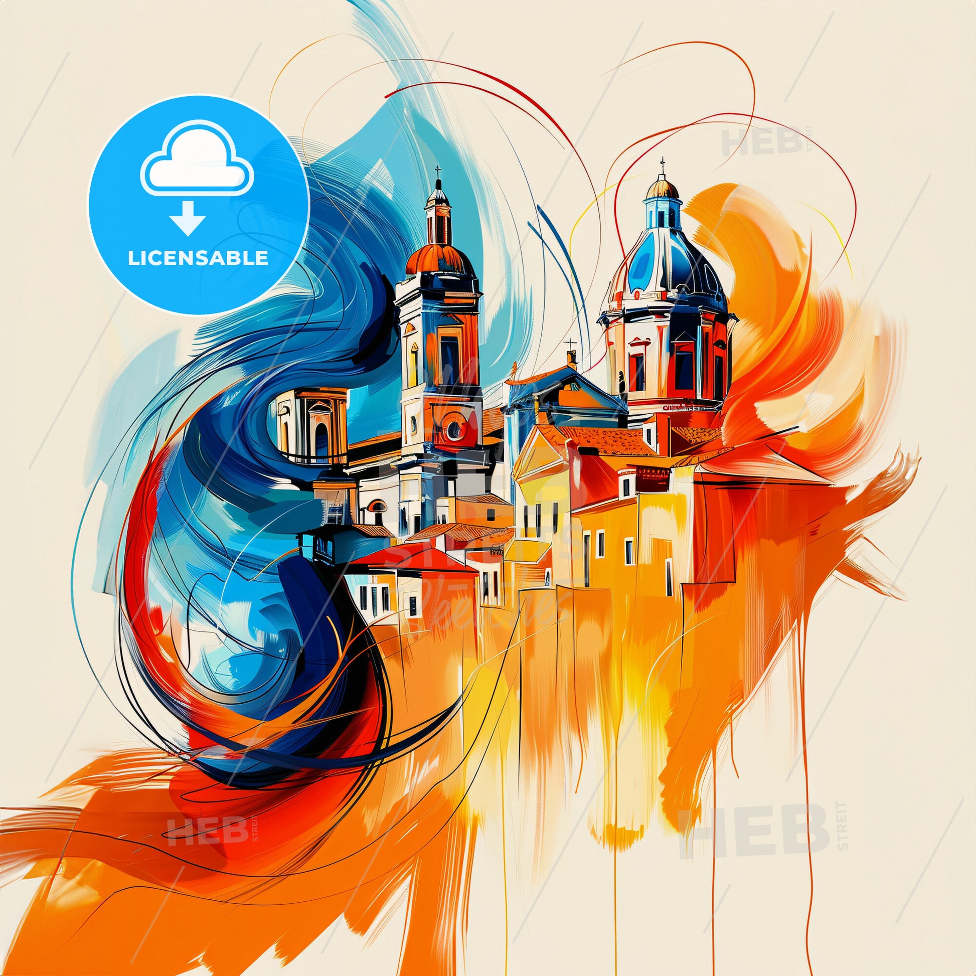 Vibrant Siracua, Italy - A Painting Of A Building