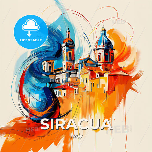 Vibrant Siracua, Italy - A Painting Of A Building - Square format print template