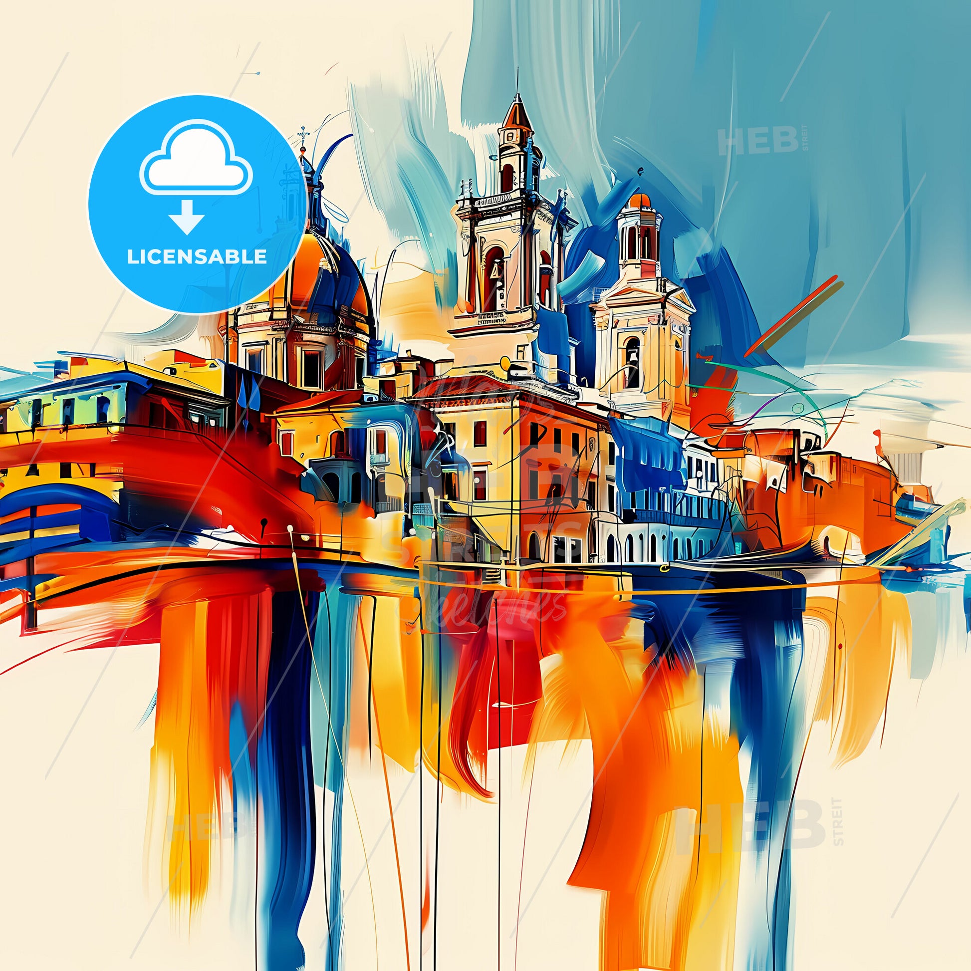 Vibrant Siracua, Italy - A Painting Of A City