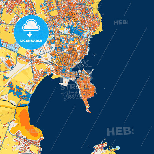 Colorful Syracuse Street Map with Labels and Buildings