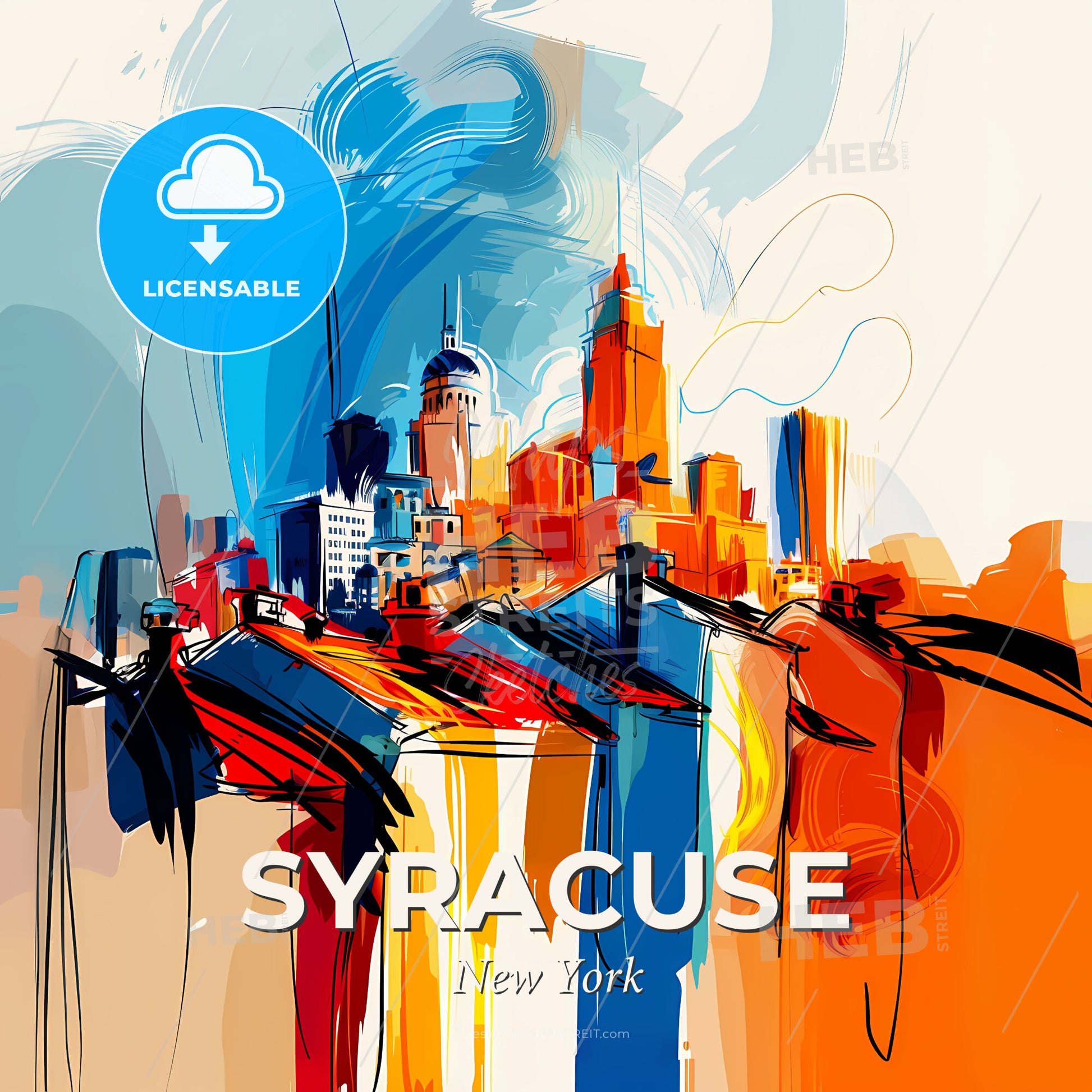 Vibrant Syracuse, New York - A Painting Of A City - Square format print template