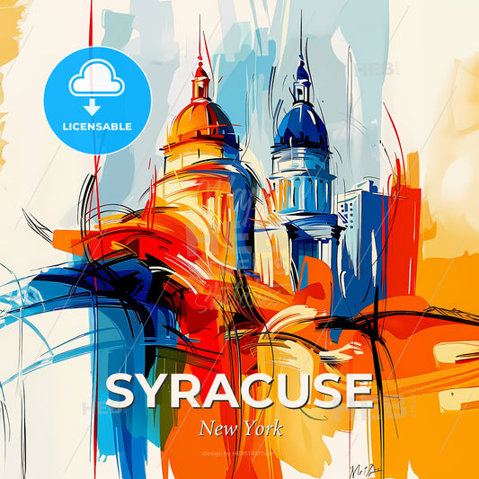 Vibrant Syracuse, New York - A Painting Of A Building With Colorful Paint - Square format print template
