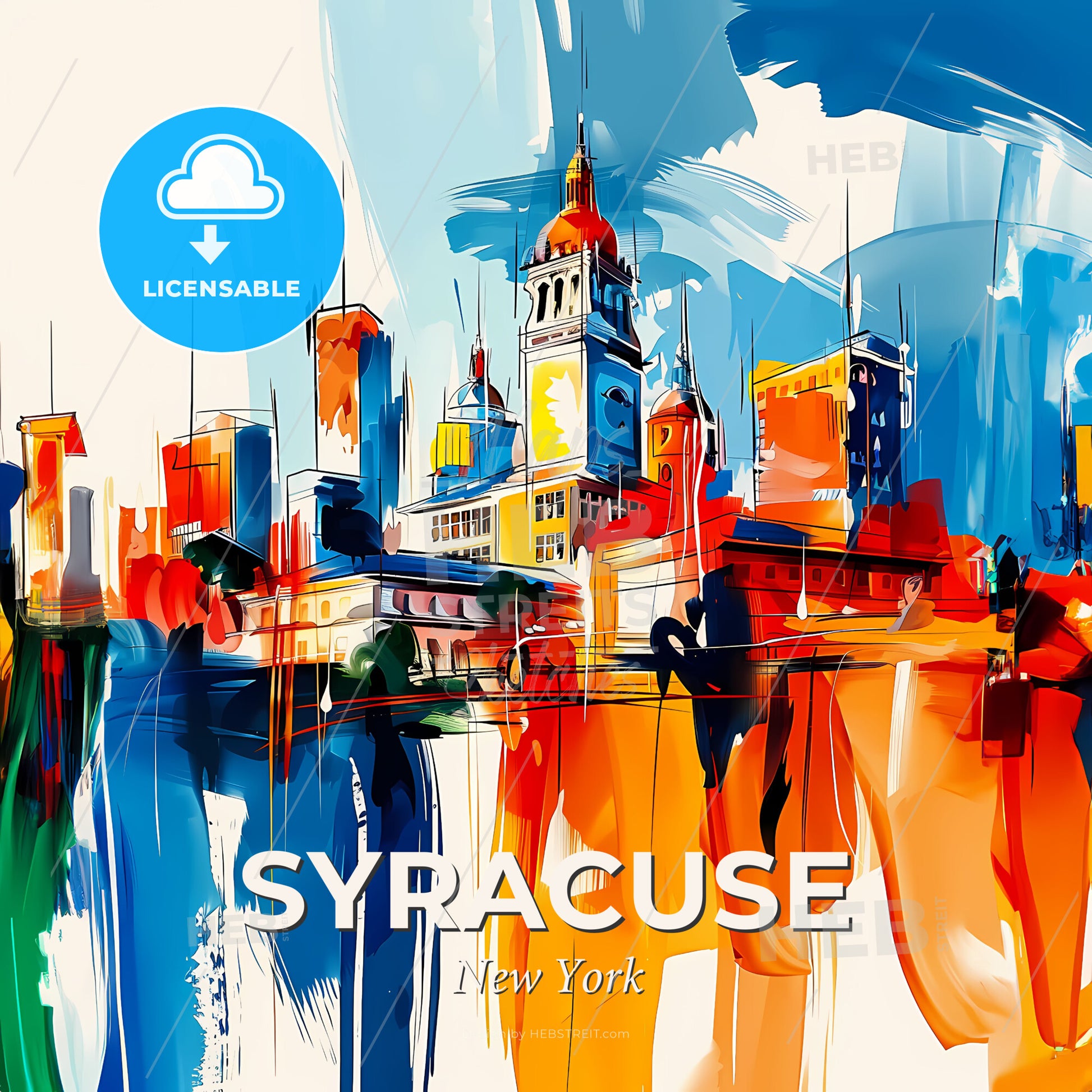 Vibrant Syracuse, New York - A Painting Of A City - Square format print template