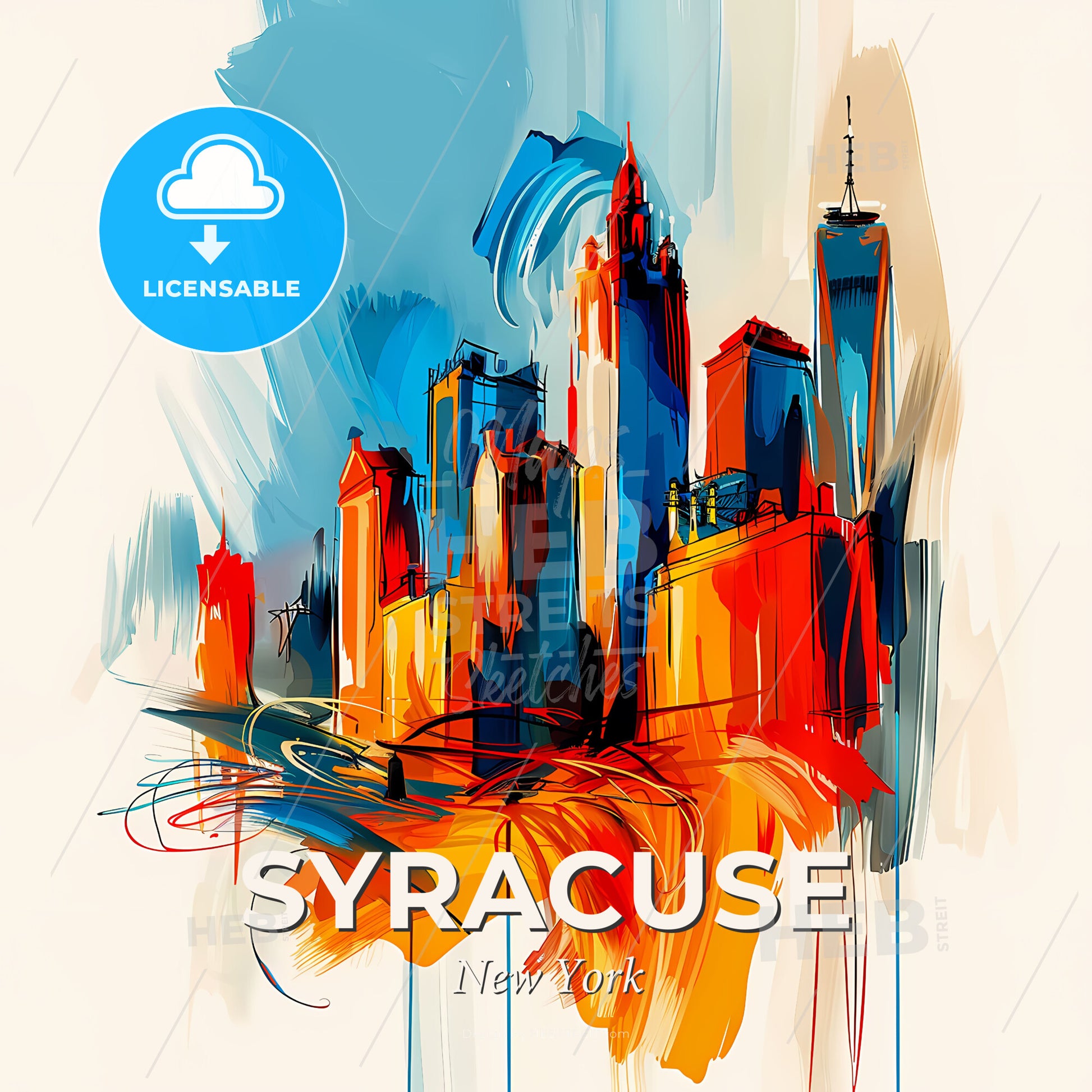 Vibrant Syracuse, New York - A Painting Of A City - Square format print template