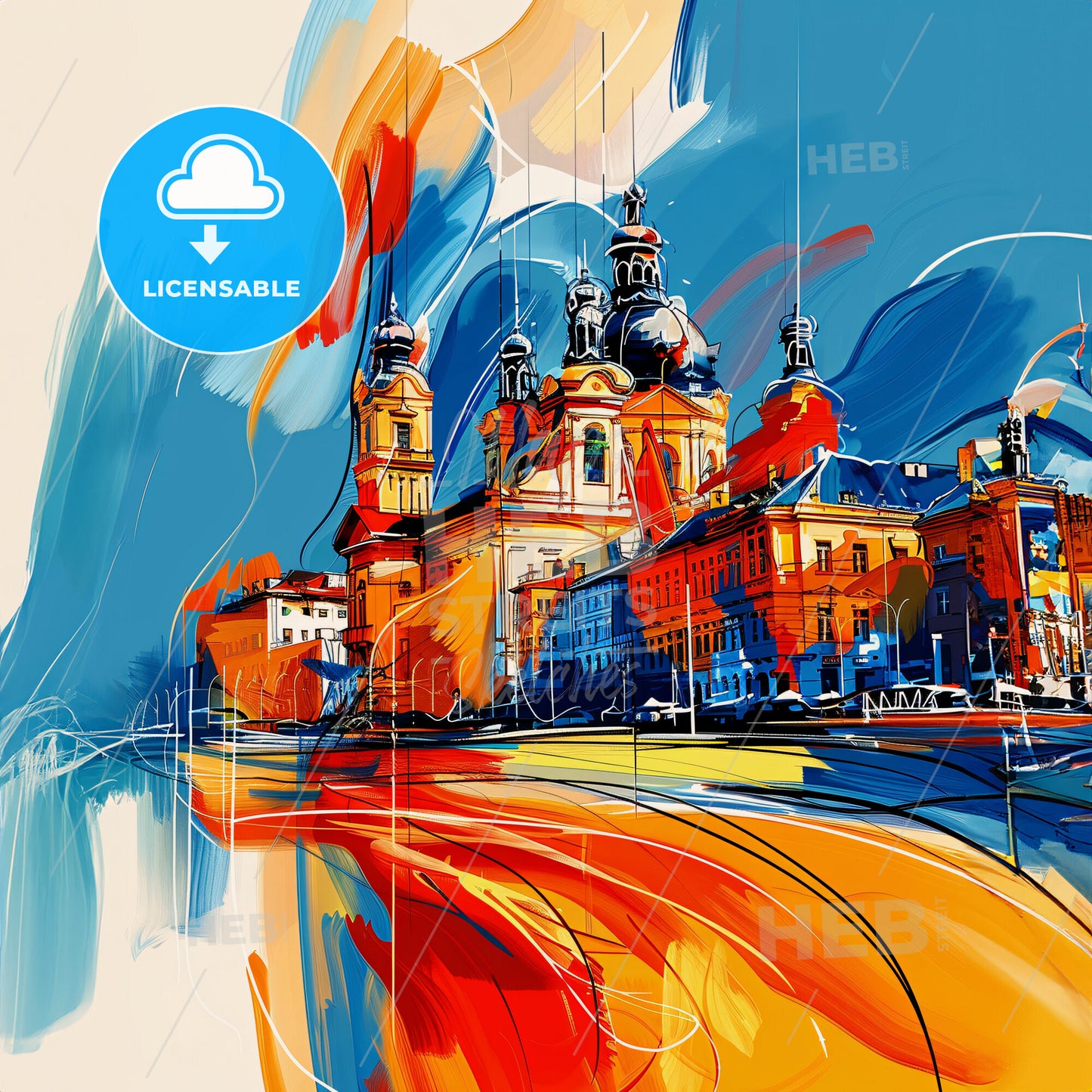 Vibrant Szczecin, Poland - A Painting Of A Building