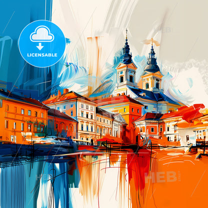 Vibrant Szeged, Hungary - A Colorful Painting Of A Town