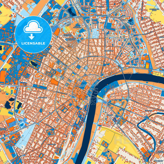 Colorful Szeged Street Map with Labels and Buildings