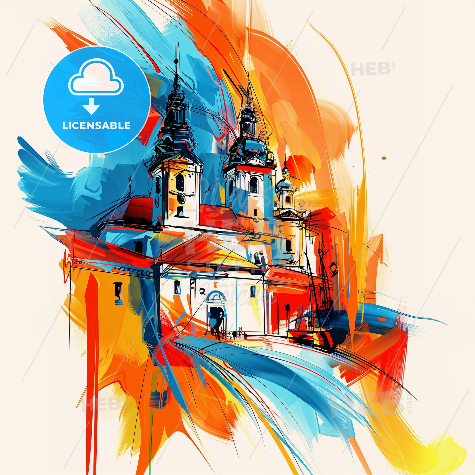 Vibrant Szolnok, Hungary - A Painting Of A Building