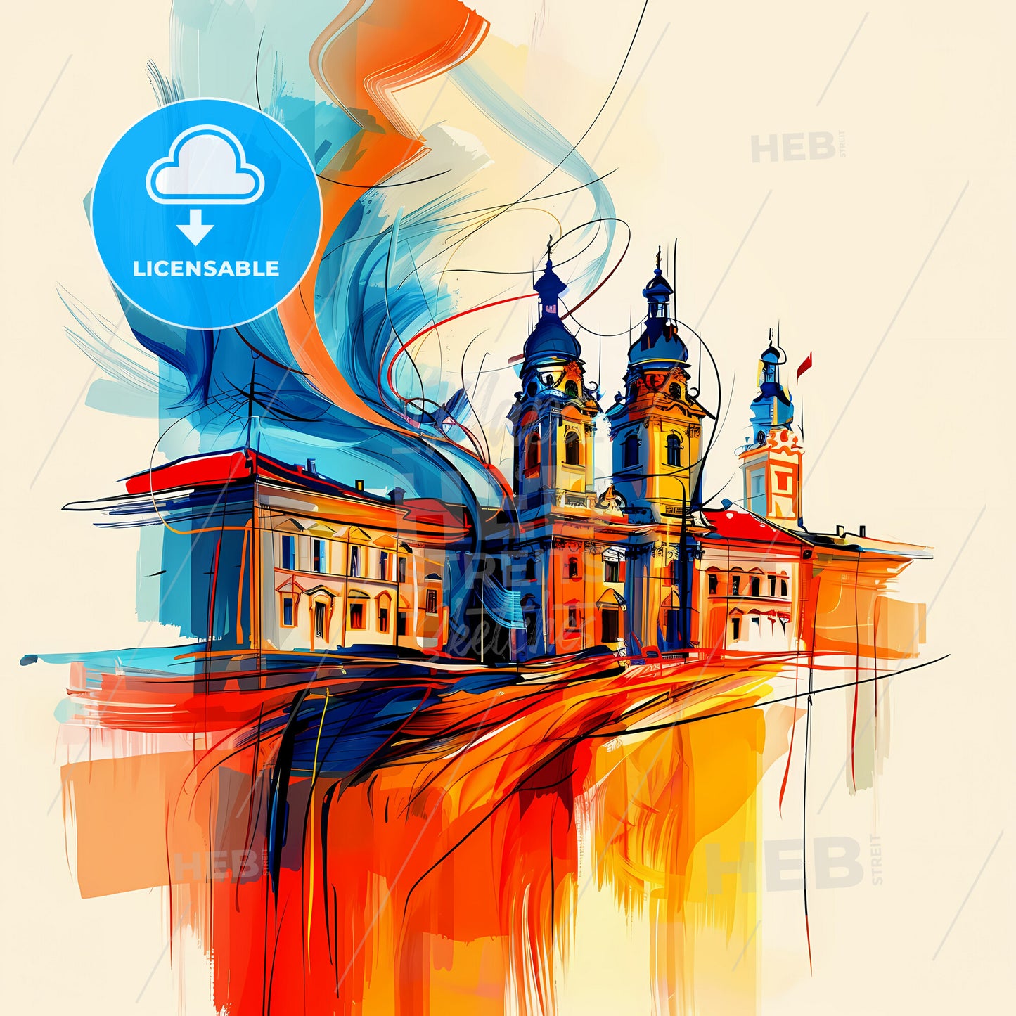 Vibrant Szombathely, Hungary - A Painting Of A Building