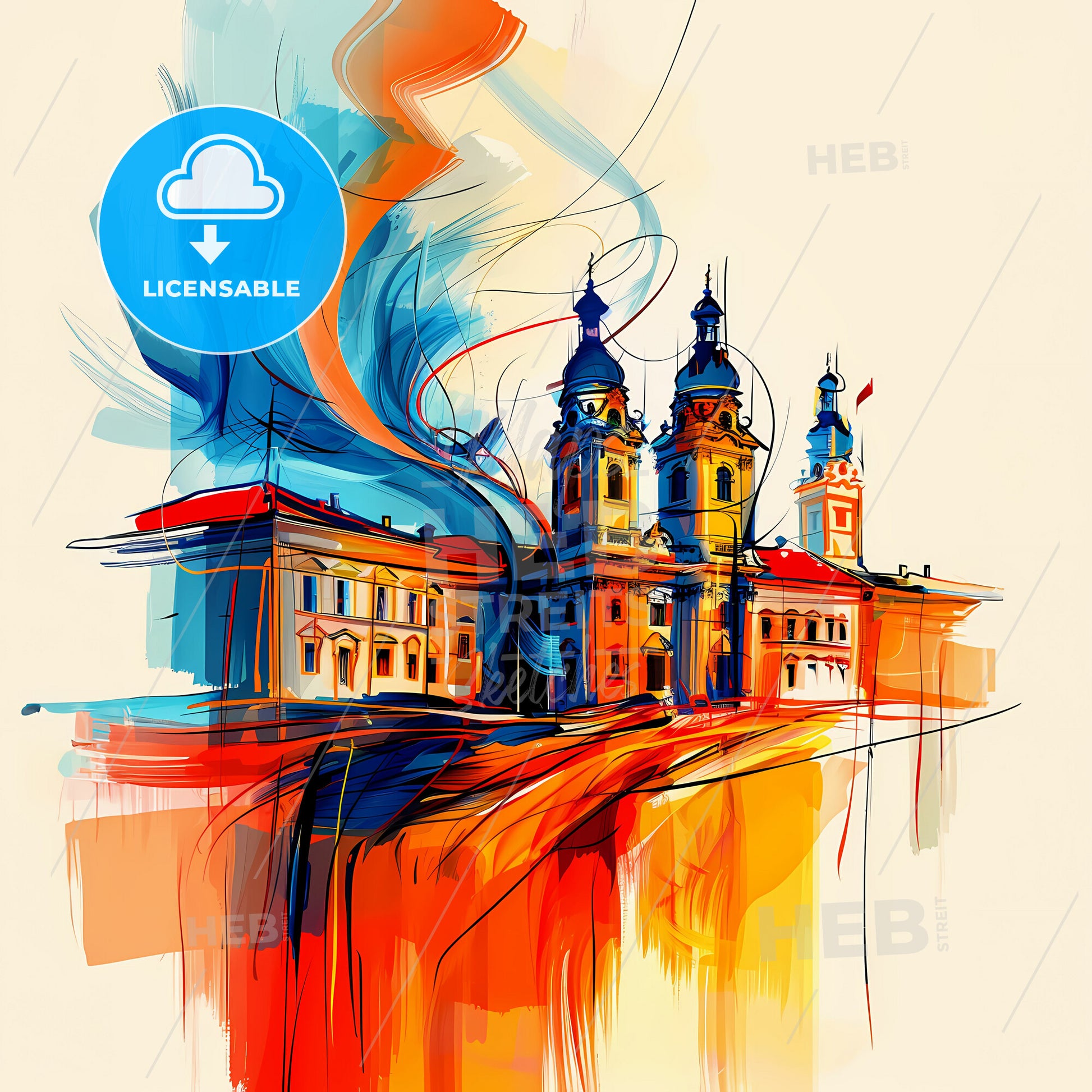 Vibrant Szombathely, Hungary - A Painting Of A Building