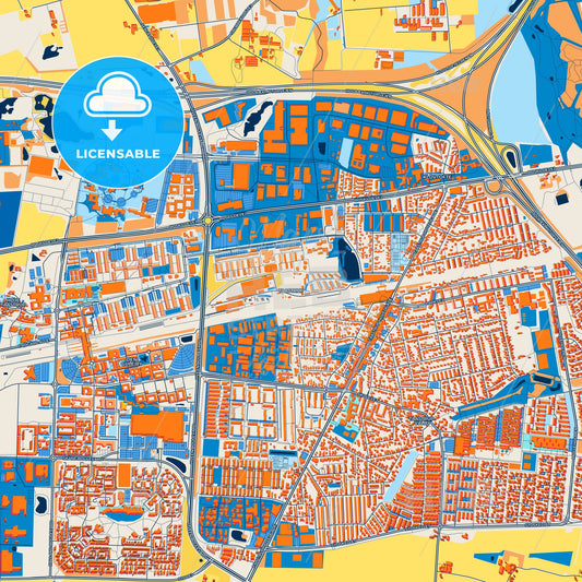 Colorful Taastrup Street Map with Labels and Buildings