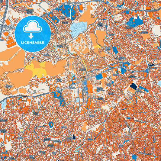 Colorful Taboao da Serra Street Map with Labels and Buildings