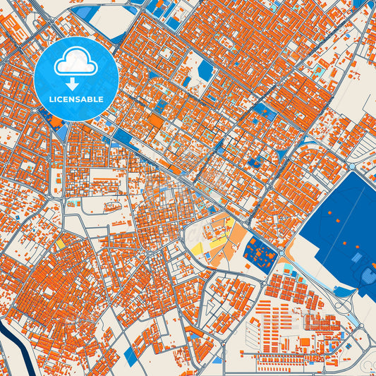 Colorful Tabuk Street Map with Labels and Buildings
