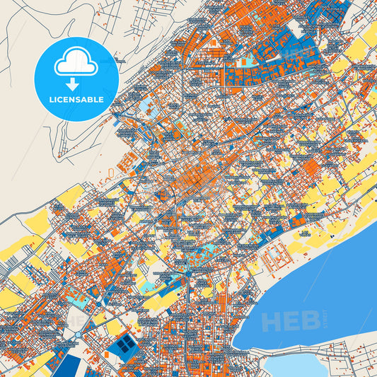 Colorful Tacna Street Map with Labels and Buildings