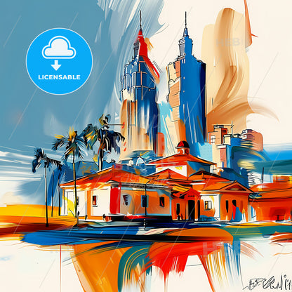 Vibrant Taichung, Taiwan - A Painting Of A City