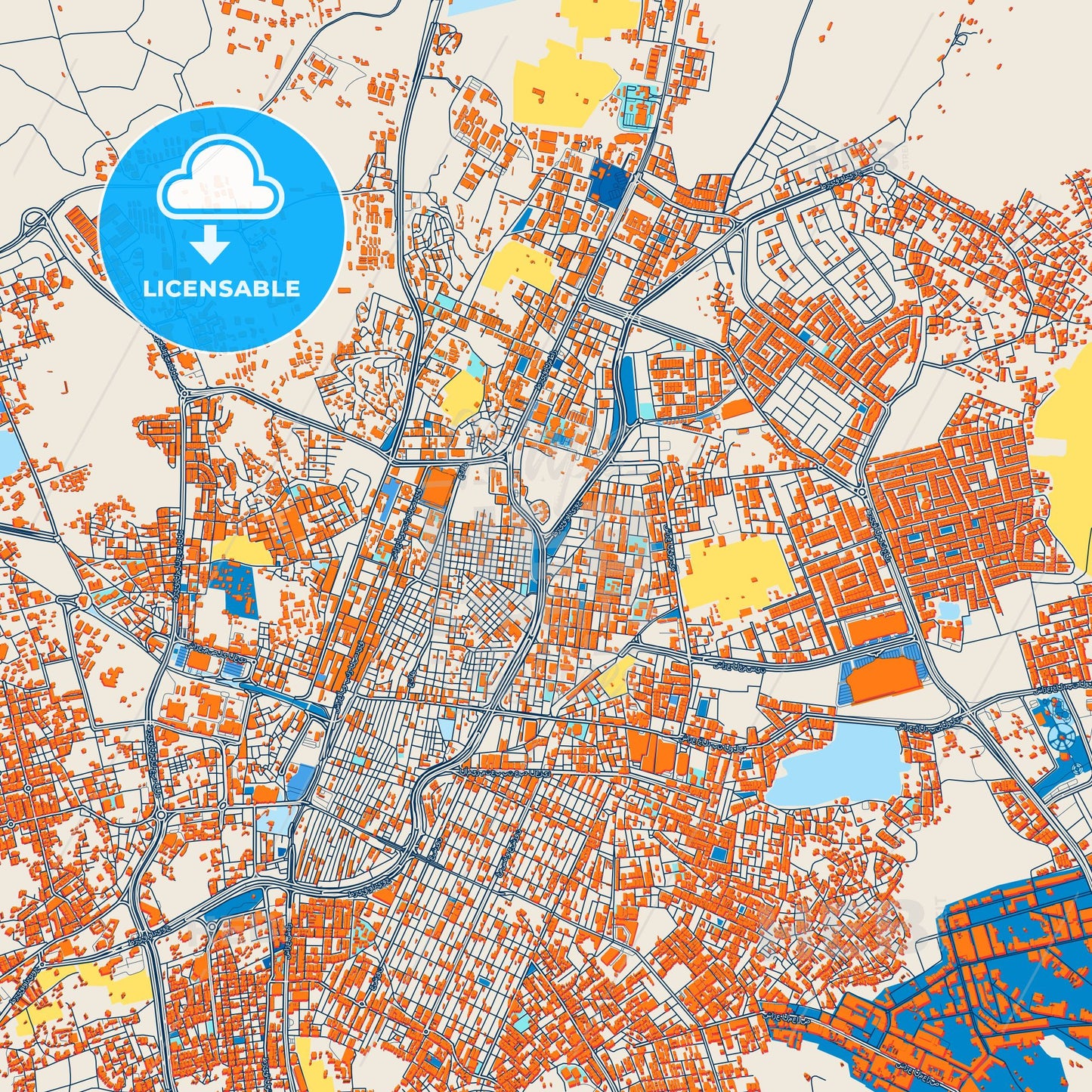 Colorful Taif Street Map with Labels and Buildings