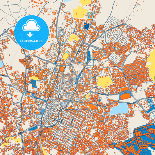 Colorful Taif Street Map with Labels and Buildings