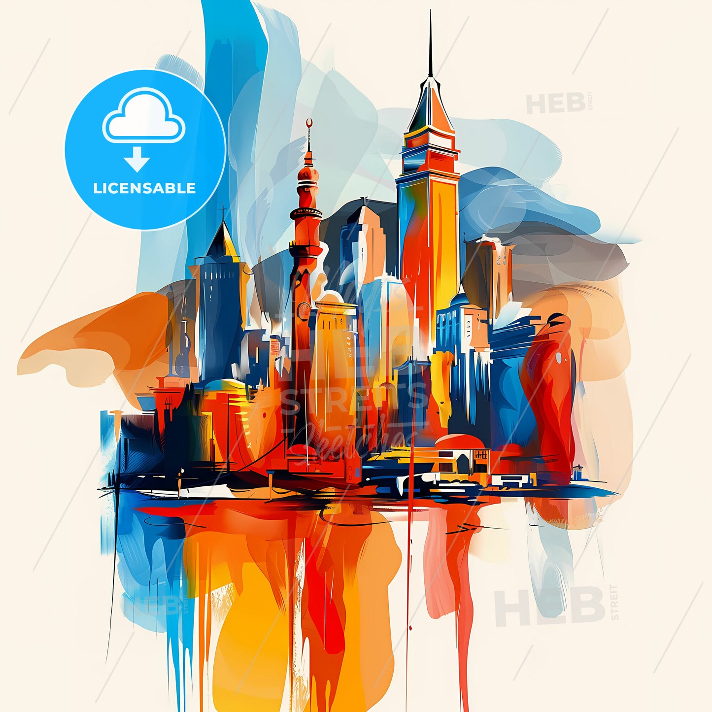 Vibrant Taif, Saudi Arabia - A Colorful Cityscape With A White Background