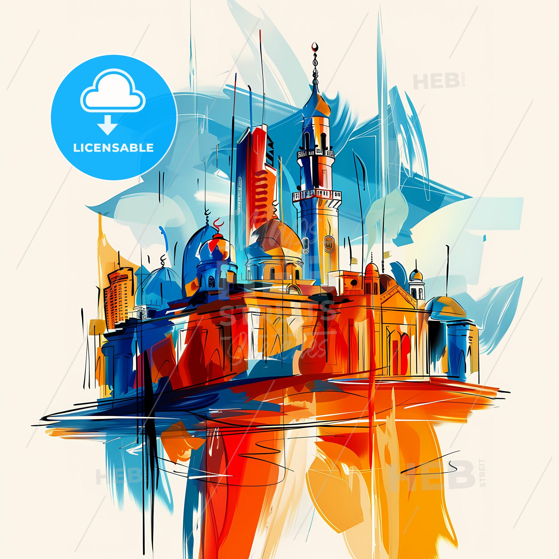 Vibrant Taif, Saudi Arabia - A Colorful Painting Of A Building