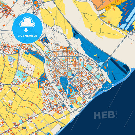 Colorful Taitung Street Map with Labels and Buildings