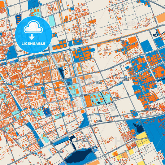 Colorful Taixing Street Map with Labels and Buildings