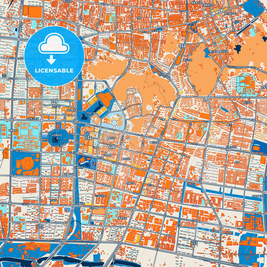 Colorful Taizhou Street Map with Labels and Buildings