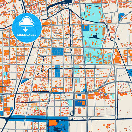 Colorful Taizhou Street Map with Labels and Buildings