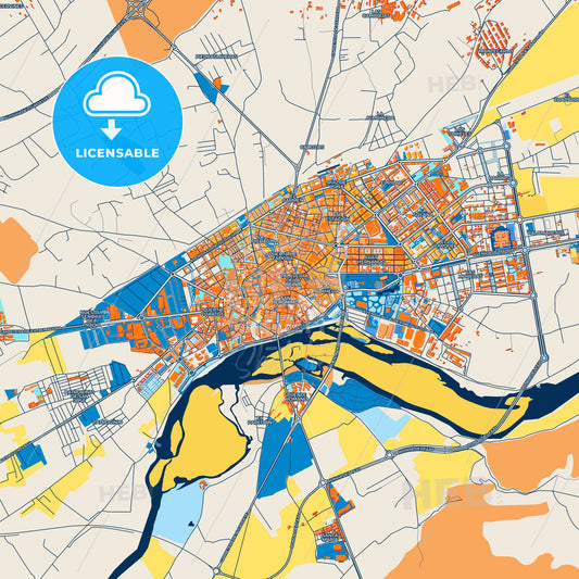 Colorful Talavera de la Reina Street Map with Labels and Buildings