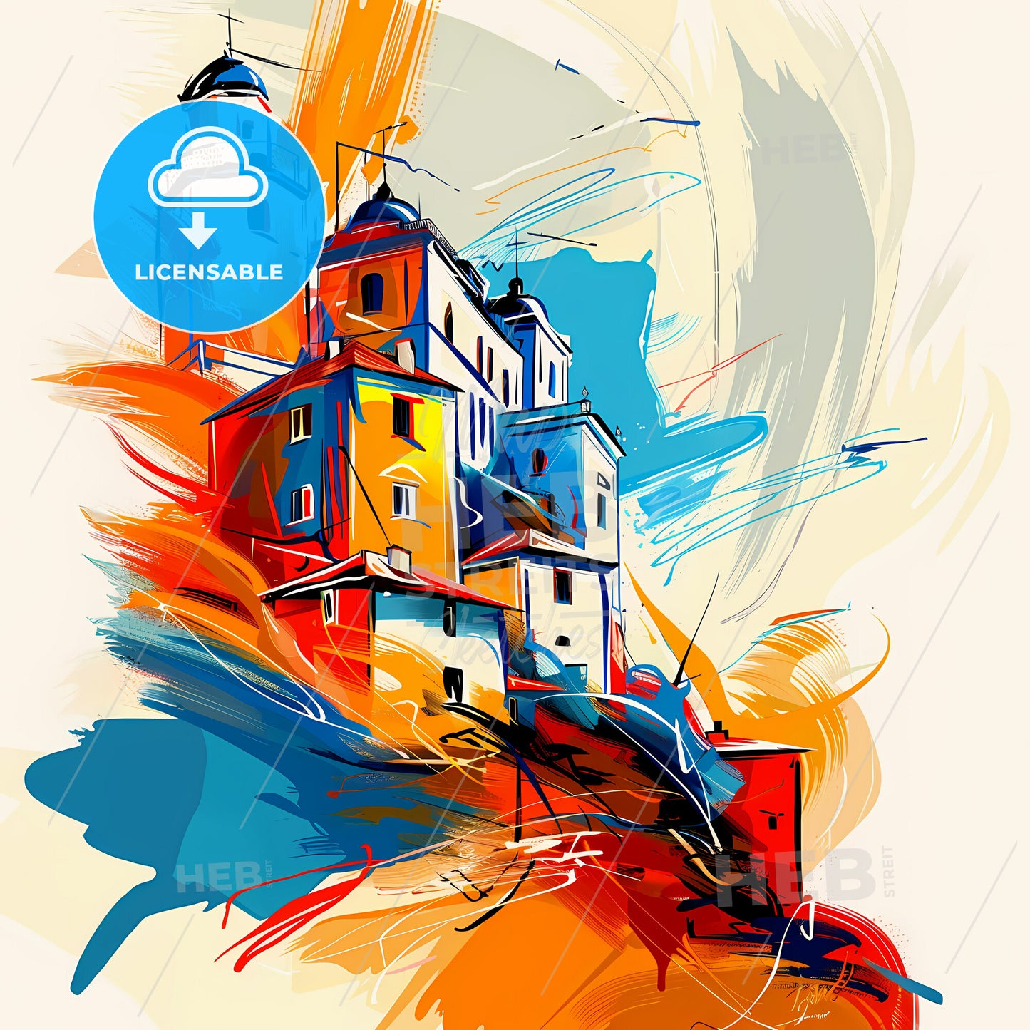 Vibrant Talcahuano, Chile - A Painting Of Buildings On A Hill