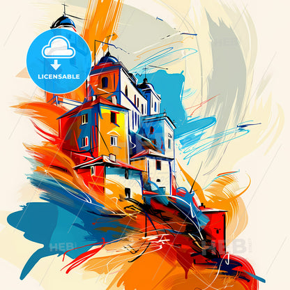 Vibrant Talcahuano, Chile - A Painting Of Buildings On A Hill