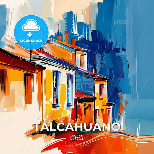Vibrant Talcahuano, Chile - A Painting Of A Building - Square format print template