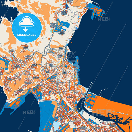 Colorful Talcahuano Street Map with Labels and Buildings