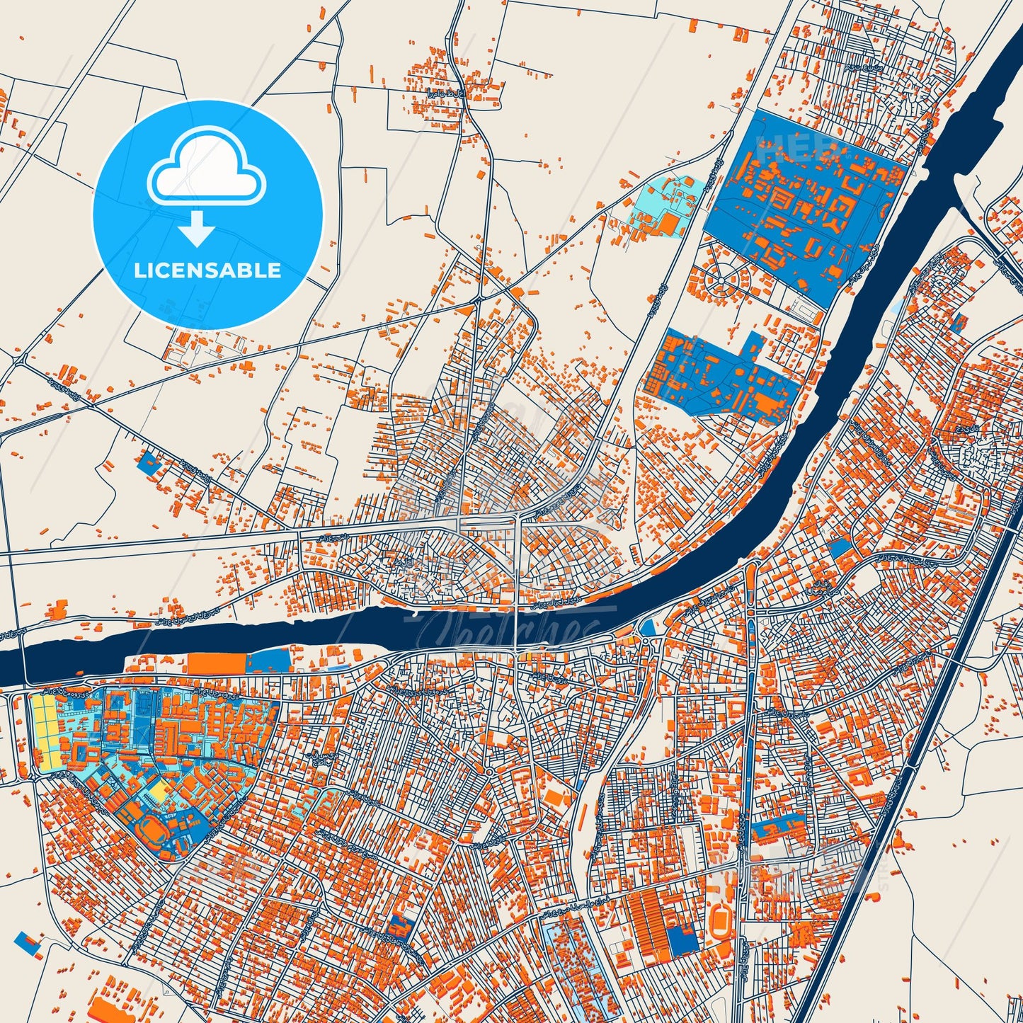 Colorful Talkha Street Map with Labels and Buildings