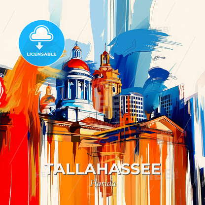 Vibrant Tallahassee, Florida - A Colorful Painting Of A Building - Square format print template