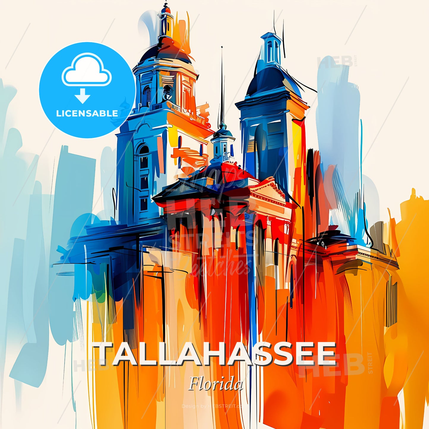 Vibrant Tallahassee, Florida - A Painting Of A Building - Square format print template