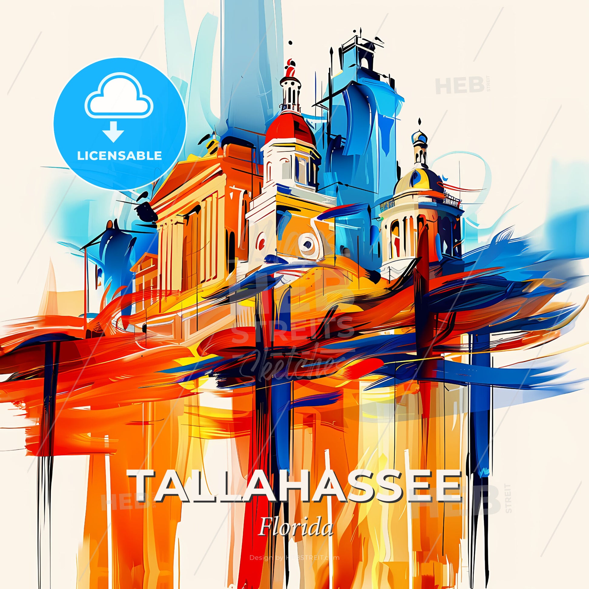 Vibrant Tallahassee, Florida - A Painting Of A Building - Square format print template