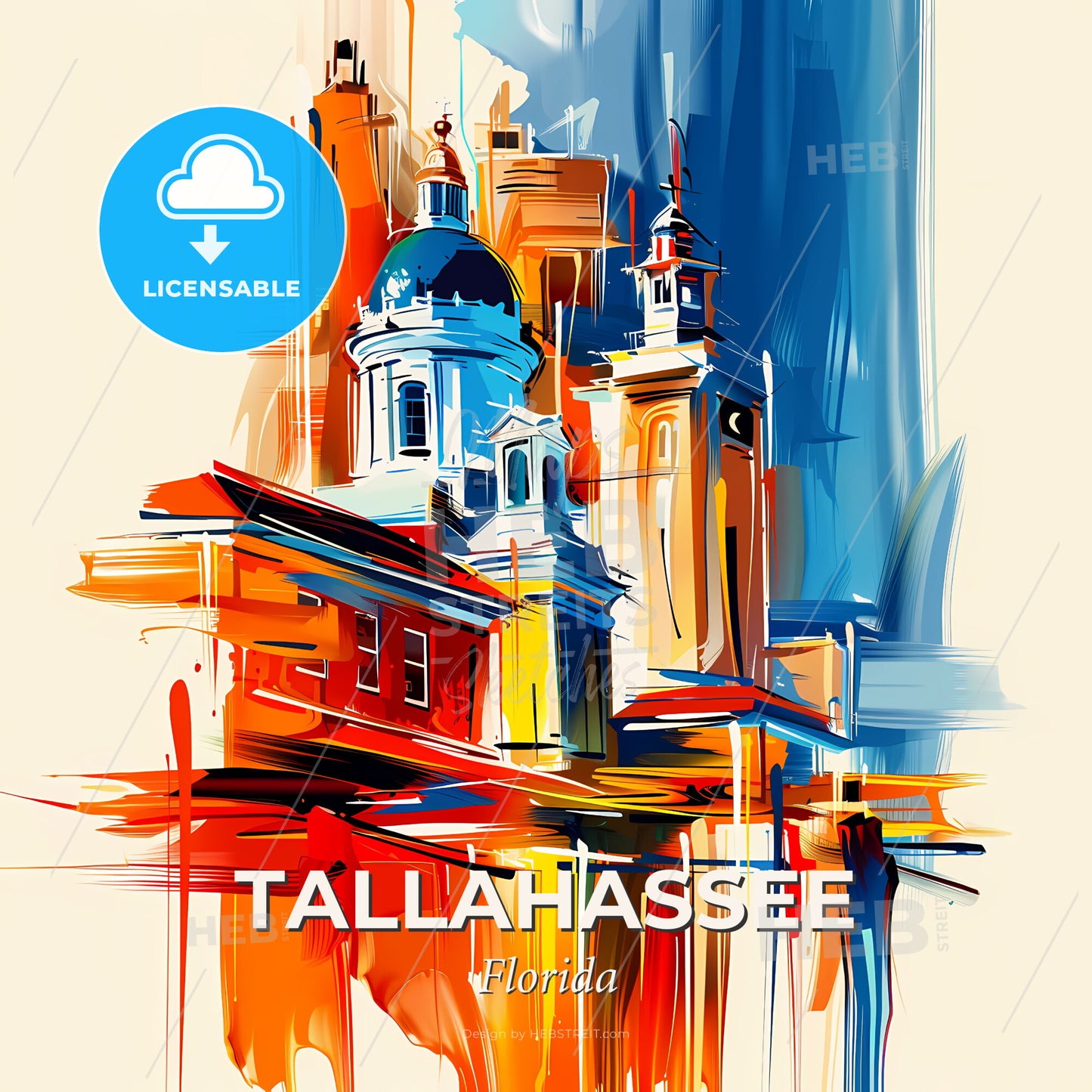 Vibrant Tallahassee, Florida - A Painting Of A Building - Square format print template