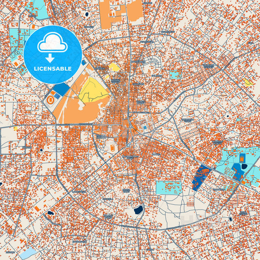 Colorful Tamale Street Map with Labels and Buildings