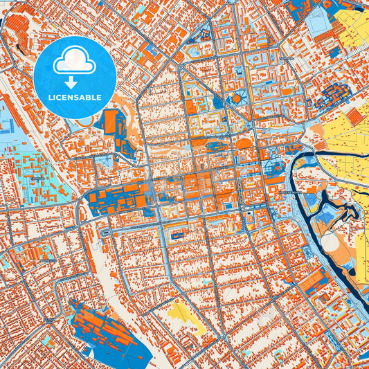 Colorful Tambov Street Map with Labels and Buildings