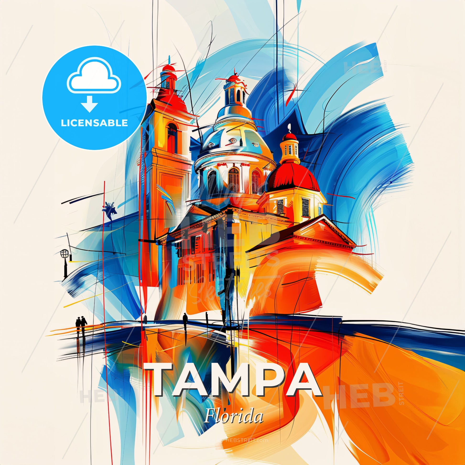 Vibrant Tampa, Florida - A Painting Of A Building - Square format print template