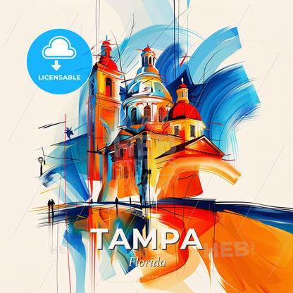 Vibrant Tampa, Florida - A Painting Of A Building - Square format print template