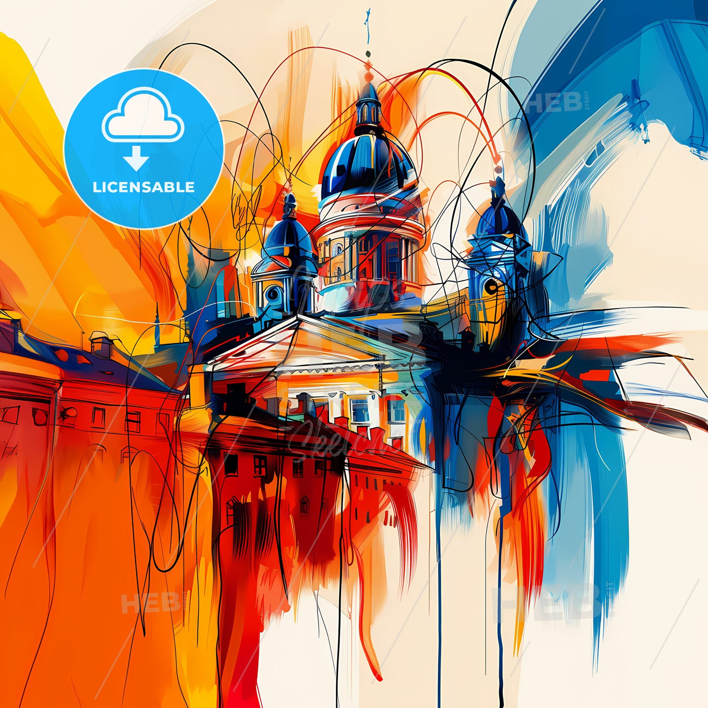 Vibrant Tampere, Finland - A Painting Of A Building With A Dome And A Dome