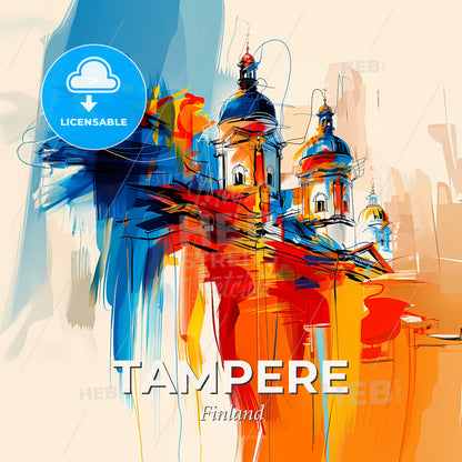 Vibrant Tampere, Finland - A Painting Of A Building With Colorful Paint - Square format print template