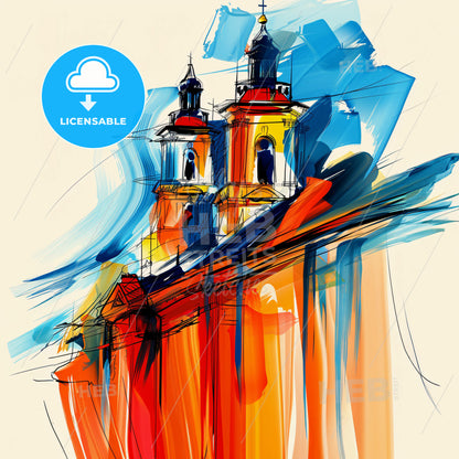 Vibrant Tamworth, England - A Painting Of A Building