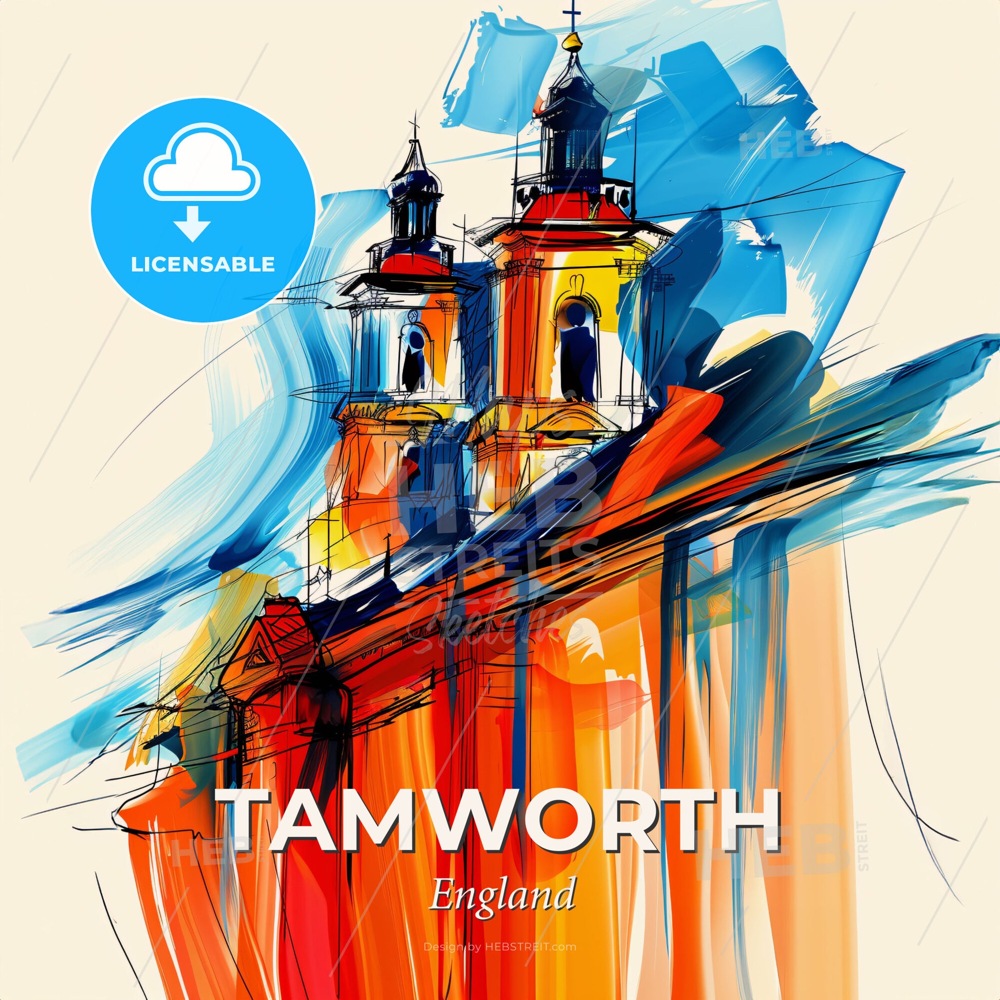 Vibrant Tamworth, England - A Painting Of A Building - Square format print template