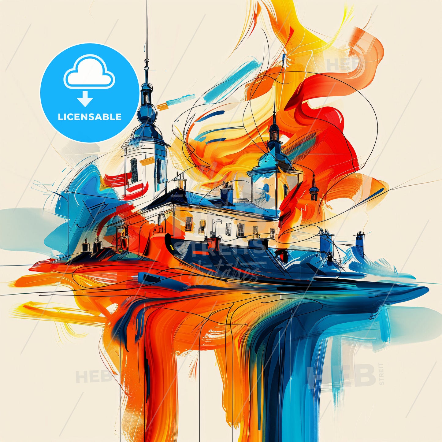 Vibrant Tamworth, England - A Painting Of A Building With Colorful Paint